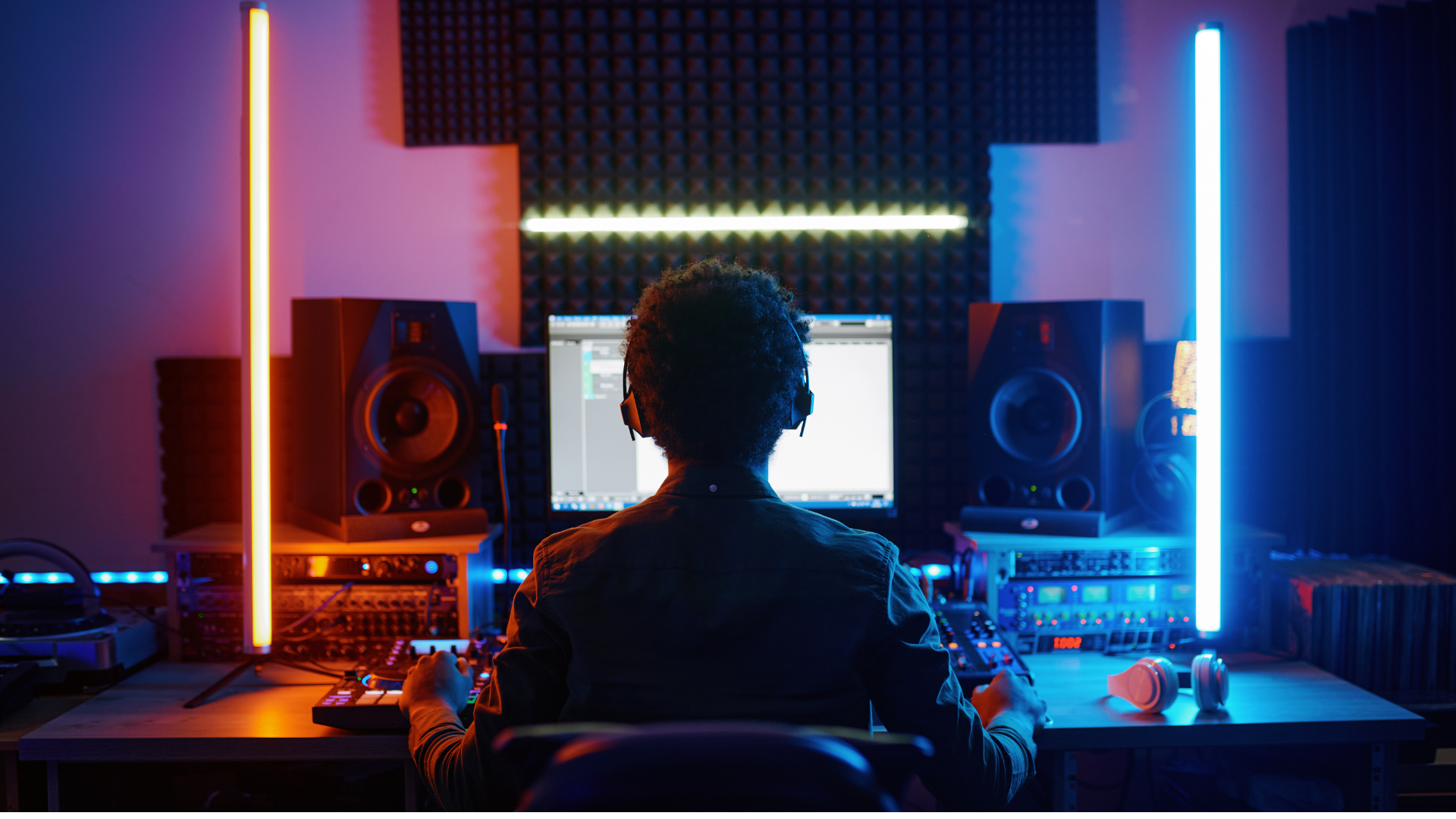 Person in music studio